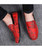 Men's red ornament & floral pattern slip on shoe loafer 03