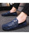 Men's blue metal ornament floral pattern slip on shoe loafer 10