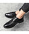Men's black brogue leather derby dress shoe check detail 07