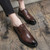 Men's brown retro brogue leather oxford dress shoe 06