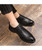 Men's black retro brogue leather derby dress shoe 04