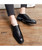 Men's black check pattern leather oxford dress shoe 06