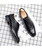 Men's black check pattern leather oxford dress shoe 09