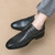 Men's black retro brogue leather derby dress shoe 07