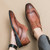 Men's brown retro brogue leather derby dress shoe 05