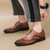 Men's brown retro brogue leather derby dress shoe 09