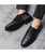 Men's black retro brogue leather derby dress shoe 03