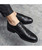 Men's black retro brogue leather derby dress shoe 09