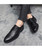 Men's black retro brogue leather derby dress shoe 07