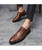 Men's brown retro brogue leather derby dress shoe 04