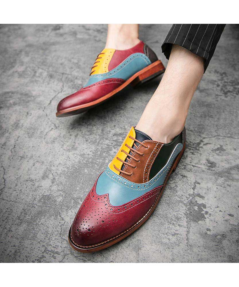 Multi color retro brogue oxford dress 