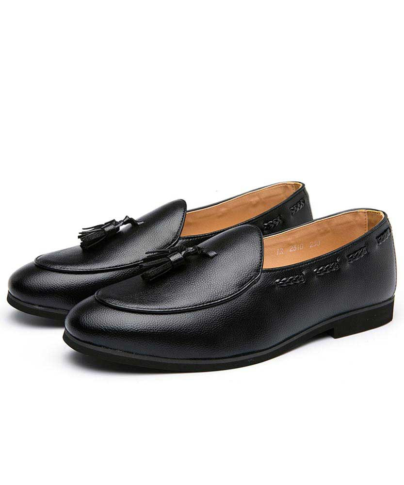 Black twist detail slip on dress shoe with tassel | Mens dress shoes ...
