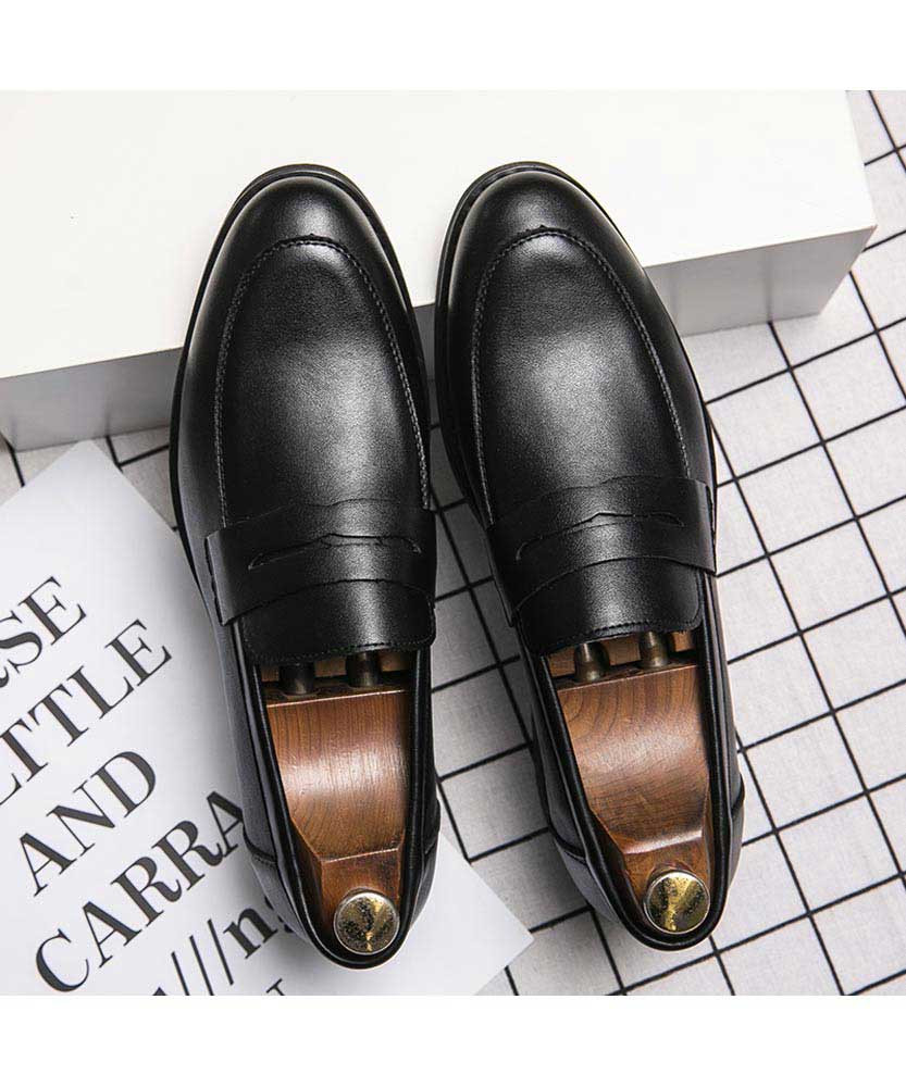 Black retro penny slip on dress shoe | Mens dress shoes online 2120MS