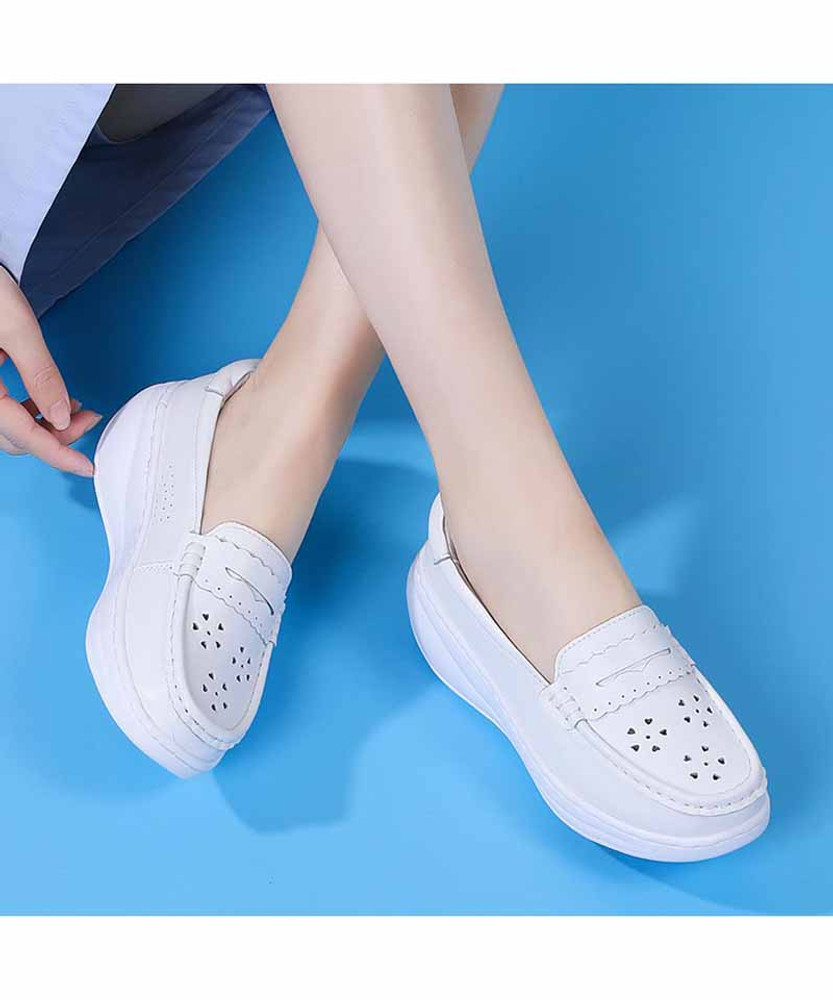 White penny hollow slip on rocker bottom sneaker | Womens rocker shoes ...