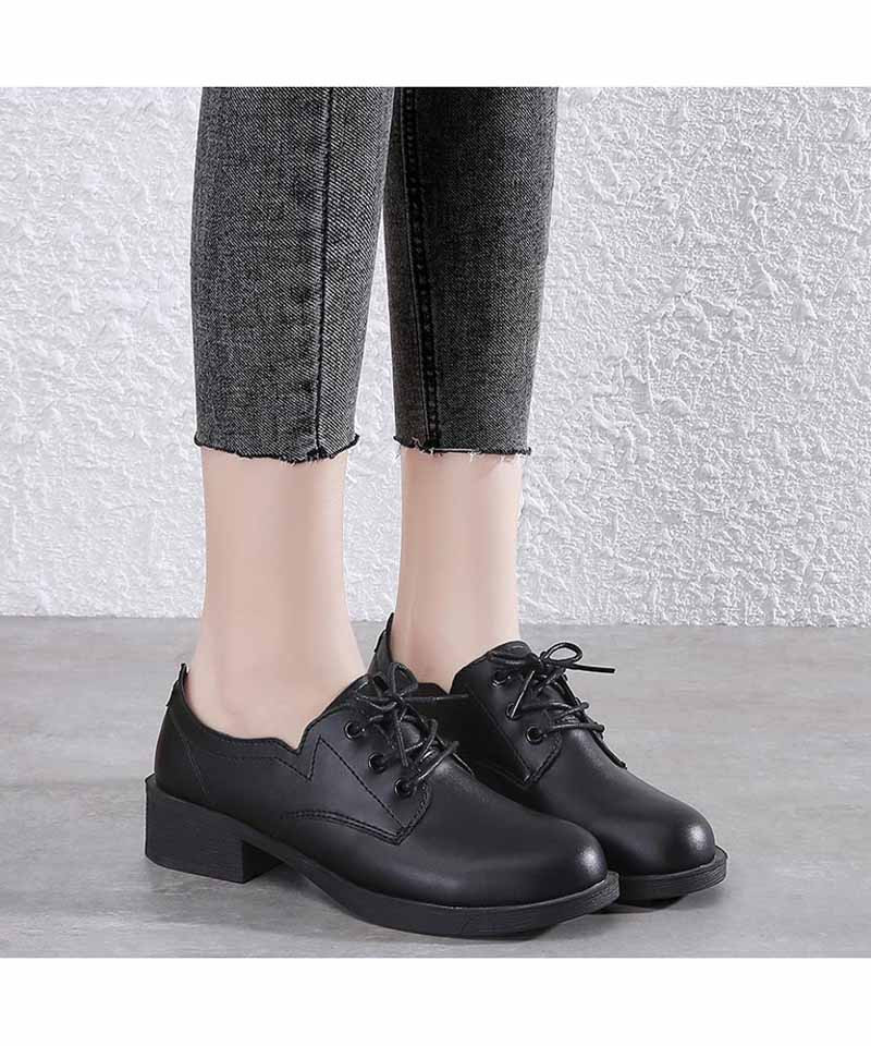 Black simple plain lace up dress shoe 