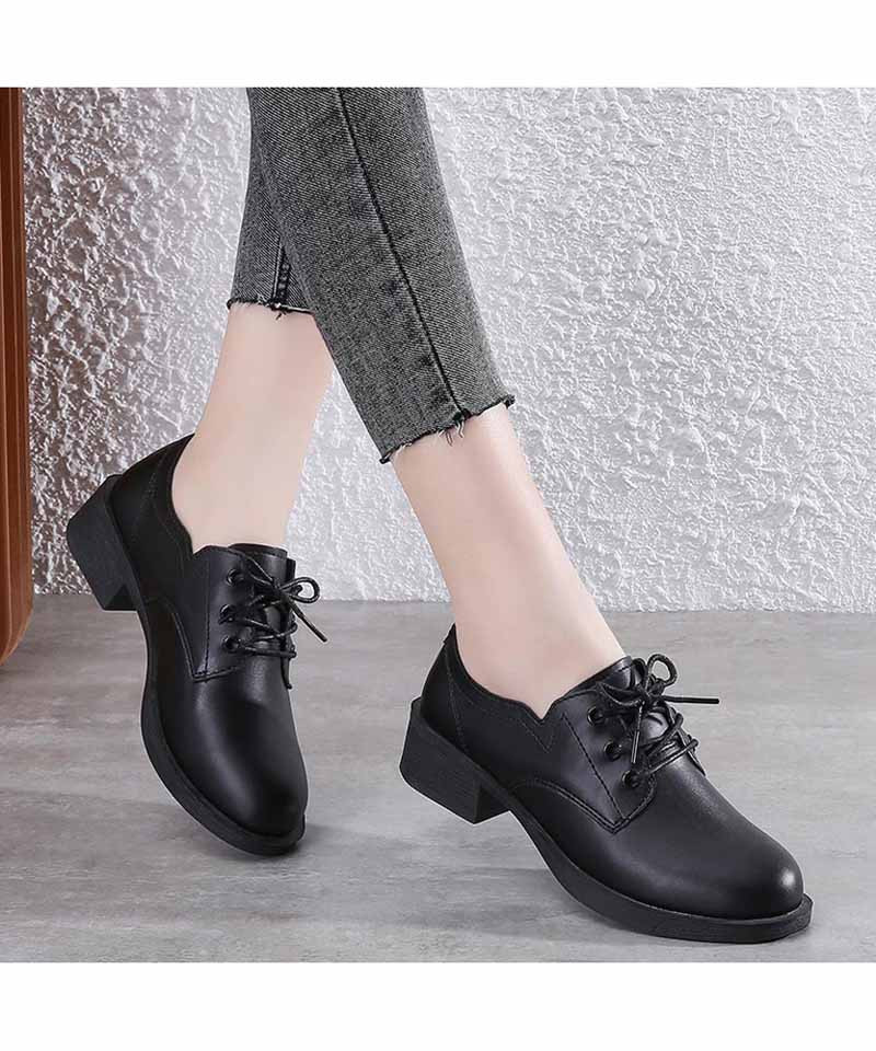 ladies black lace up work shoes