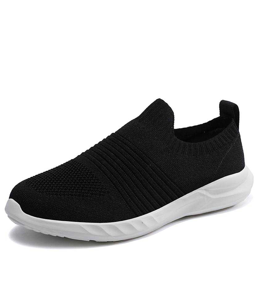 Women's lack stripe flyknit sock like entry slip on shoe sneaker 01