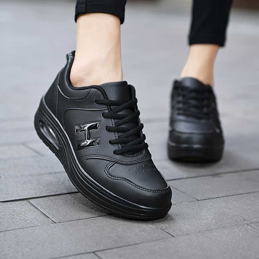 Black H pattern rocker bottom shoe sneaker | Womens rocker shoes online ...