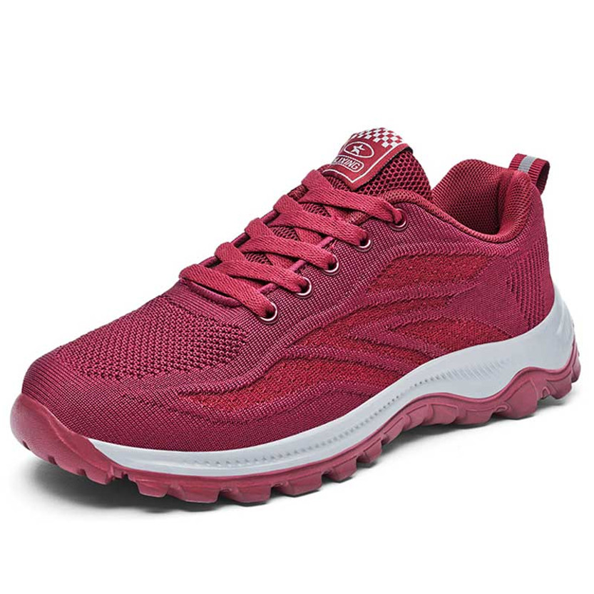 Women's red pattern shape flyknit sport shoe sneaker 01