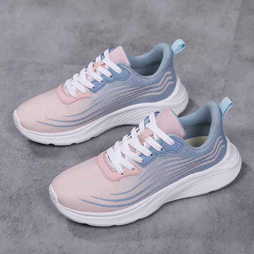 Pink blue stripe flyknit sport shoe sneaker | Womens sneakers shoes ...