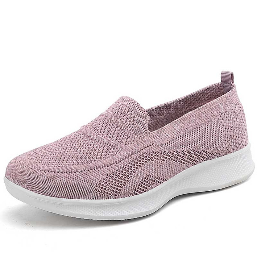 Women's pink stripe texture casual slip on shoe sneaker 01