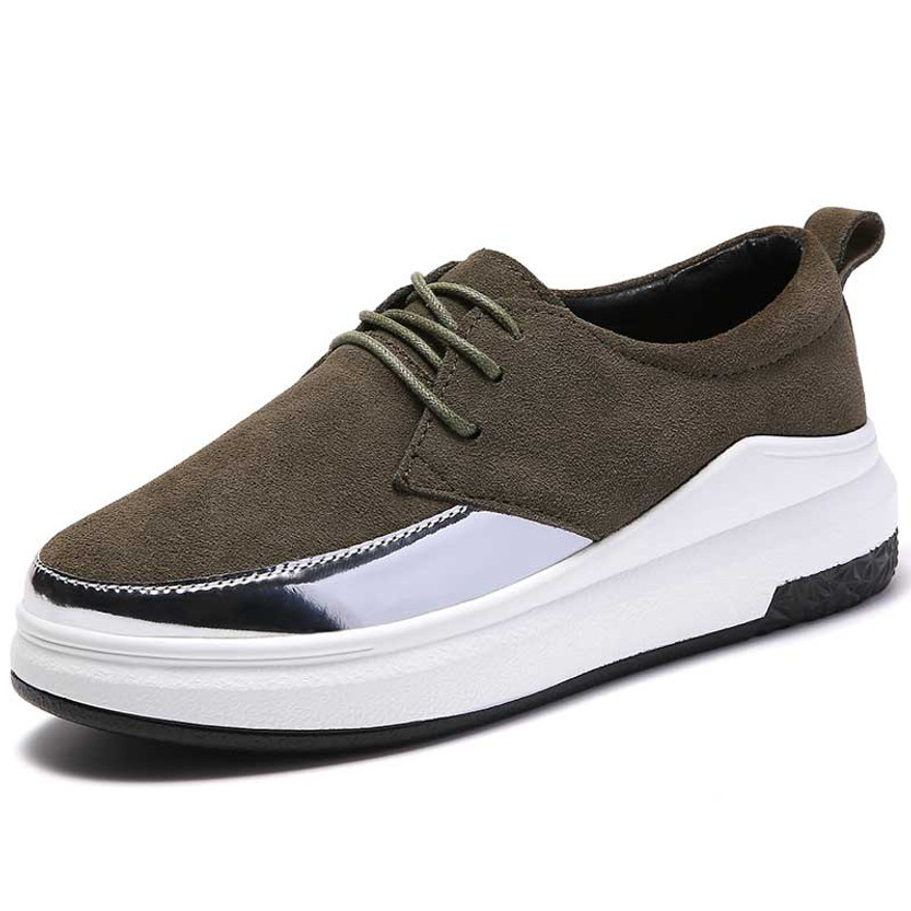 Women's green patent suede casual shoe sneaker 01