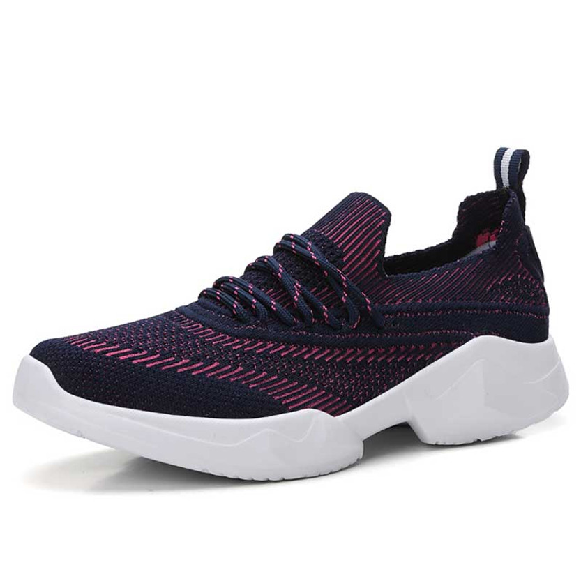 Women's navy stripe texture casual shoe sneaker 01