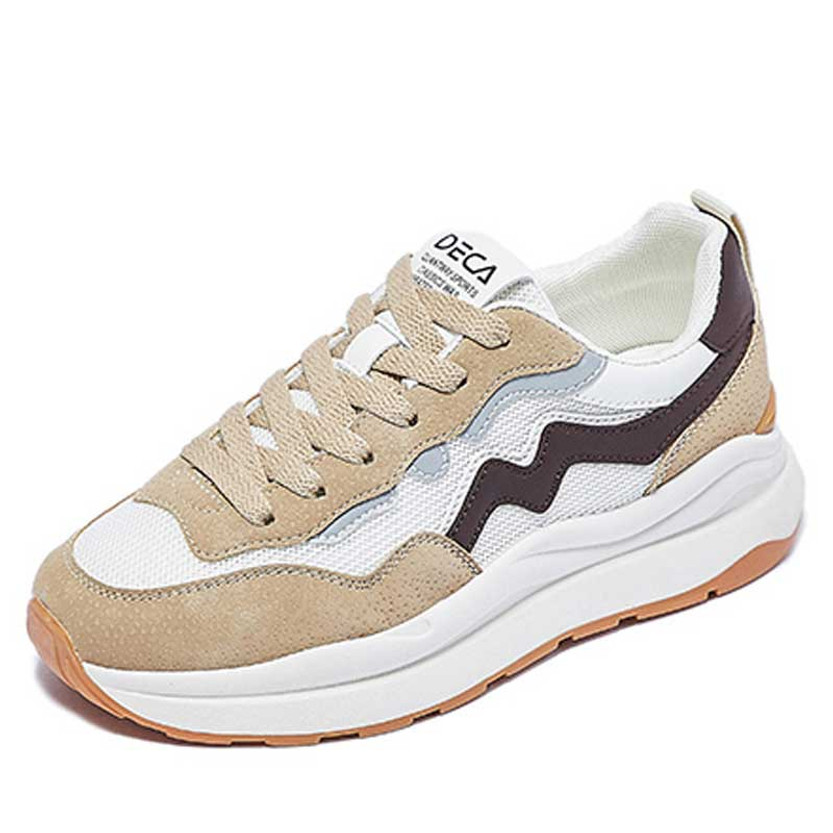 Women's khaki stripe mix color casual shoe sneaker 01