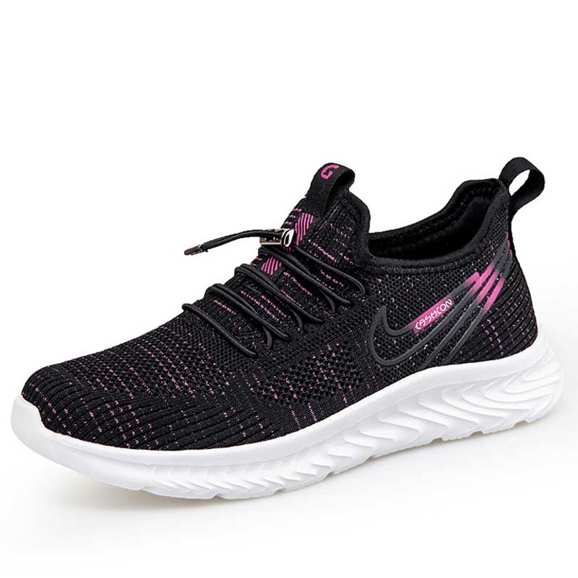 Women's black flyknit stripe pattern texture shoe sneaker 01