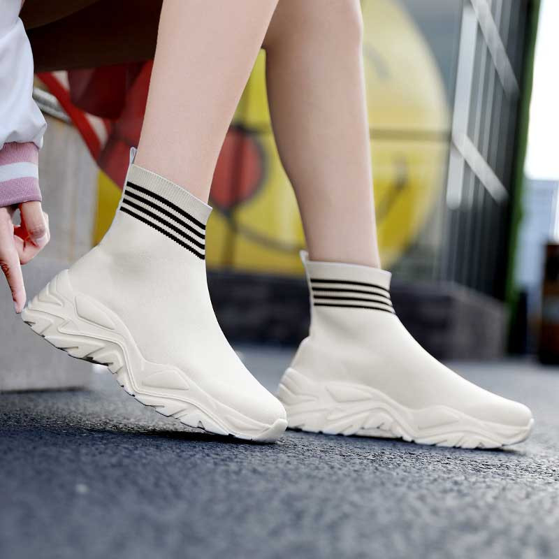 sock sneakers beige