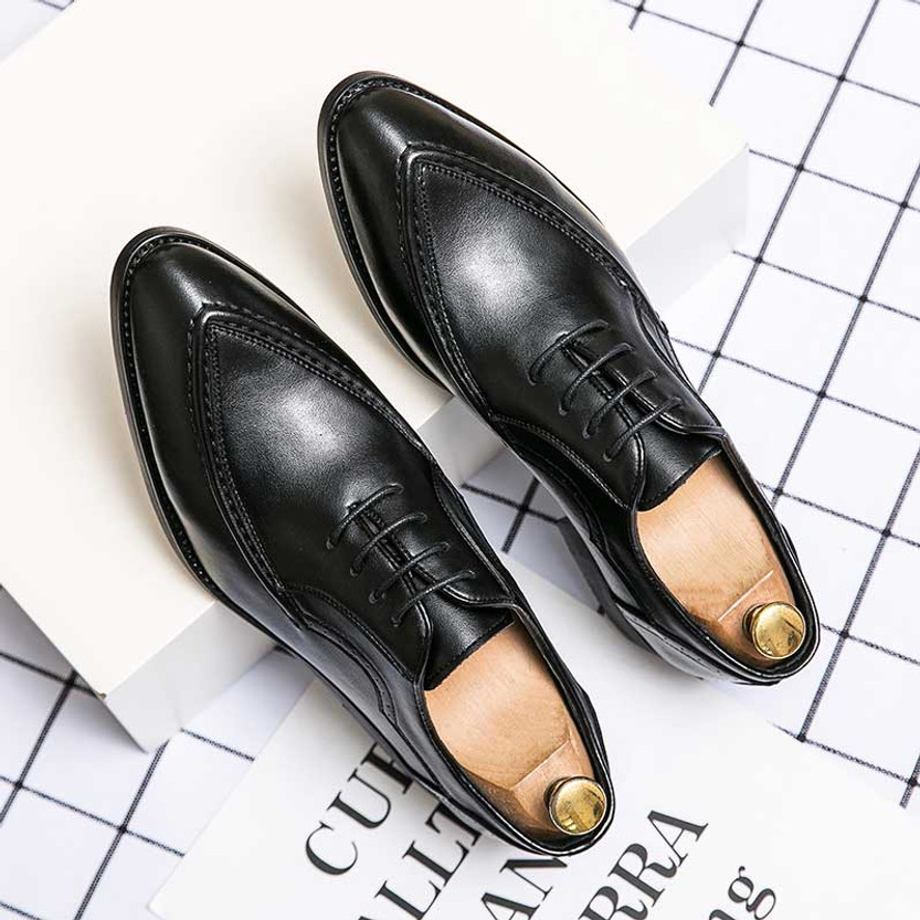 Black thread accents brogue oxford dress shoe | Mens dress shoes online ...