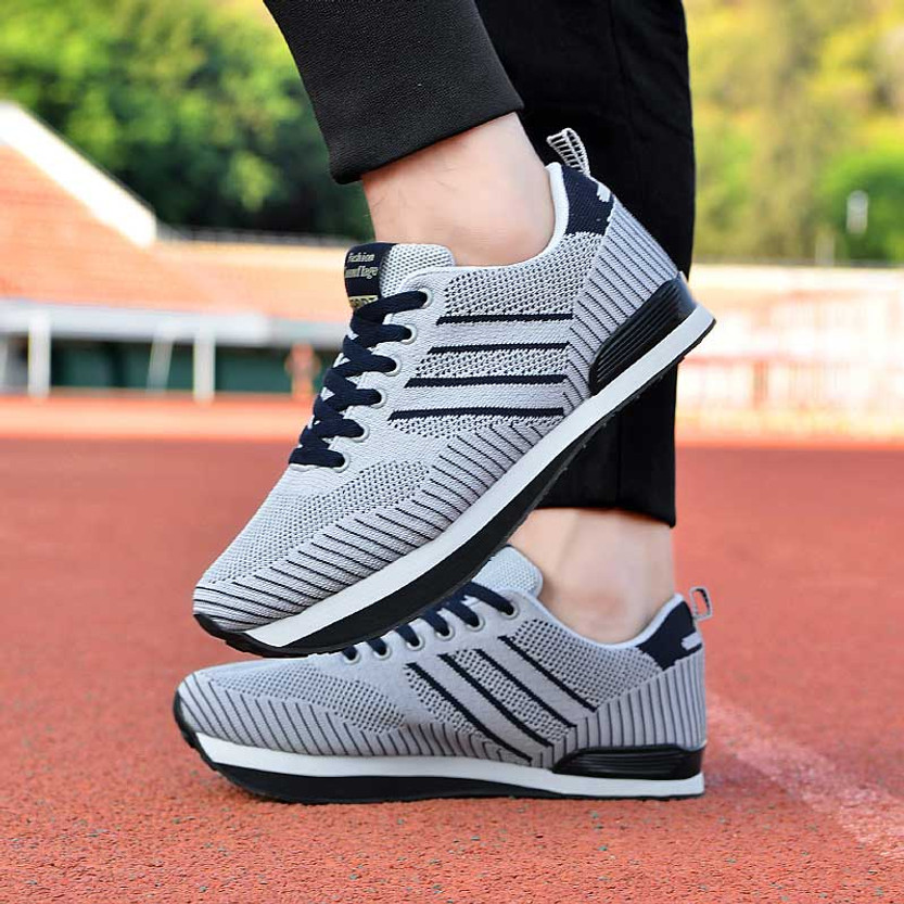 Grey stripe texture negative heel rocker shoe sneaker | Womens rocker ...