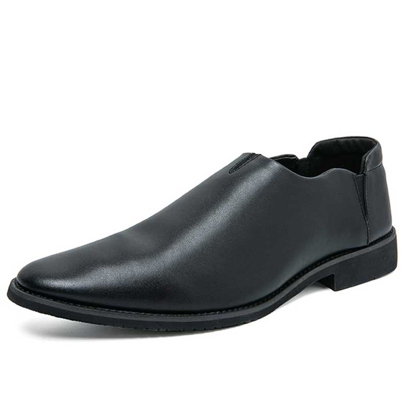 Men's black simply plain slip on dress shoe 01