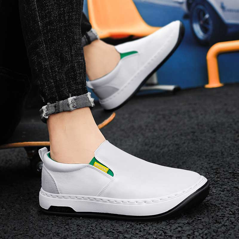 White casual canvas slip on shoe loafer 