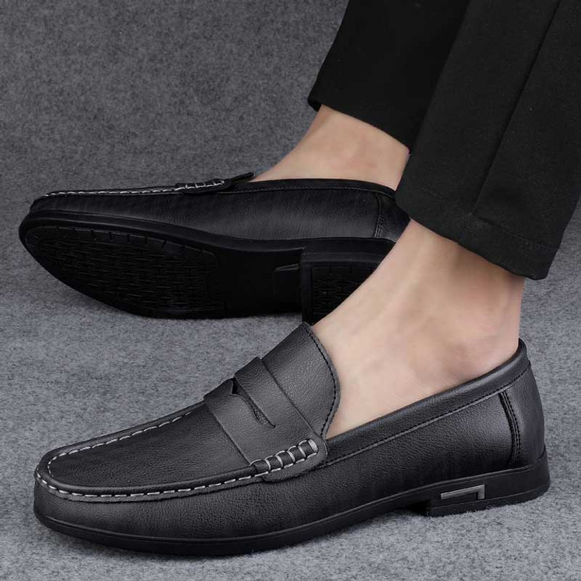 Black penny strap slip on shoe loafer | Mens shoe loafers online 2280MS