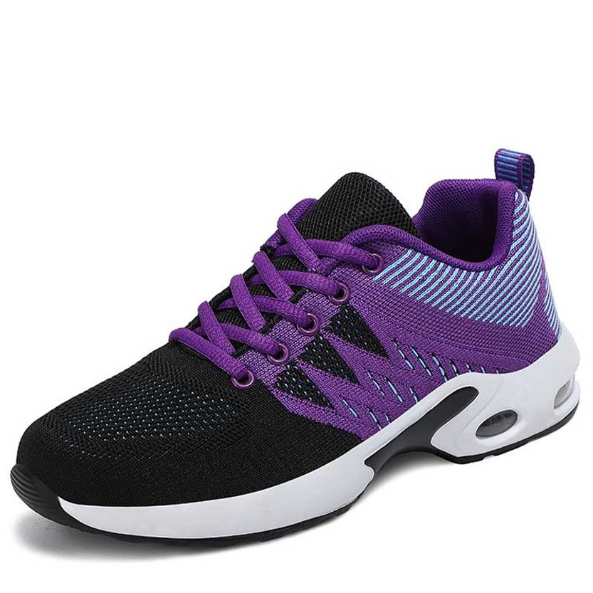 Women's black purple flyknit texture stripe shoe sneaker 01