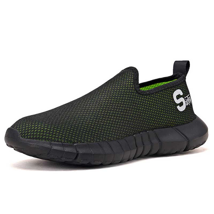 Men's black flyknit logo pattern slip on shoe sneaker 01