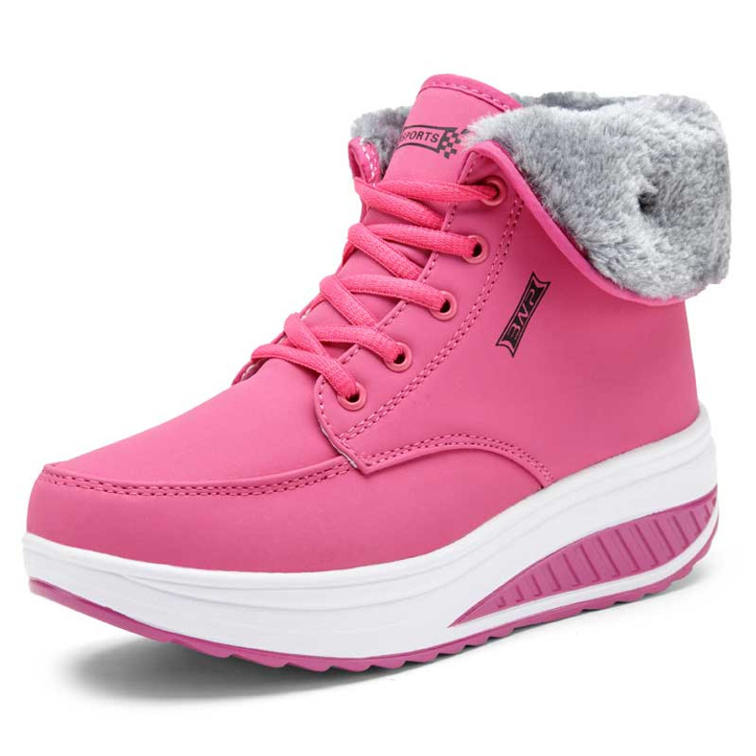 Women's rose red logo pattern winter rocker bottom shoe sneaker boot 01