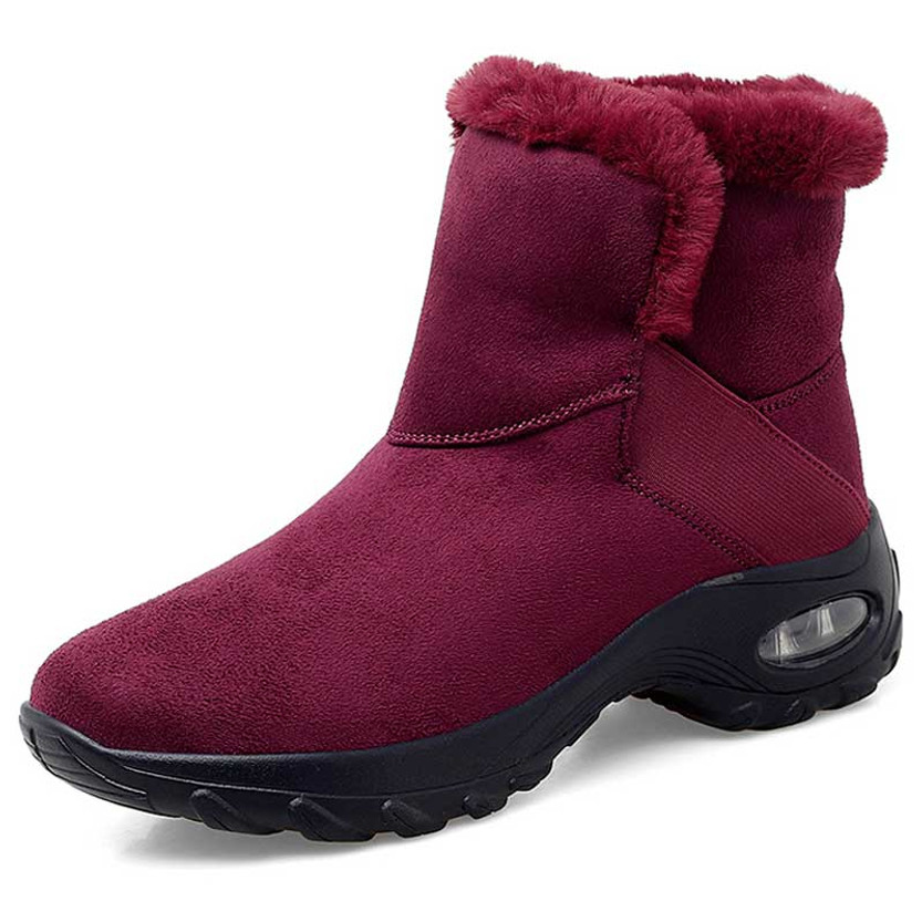 Women's red suede winter slip on double rocker bottom sneaker 01