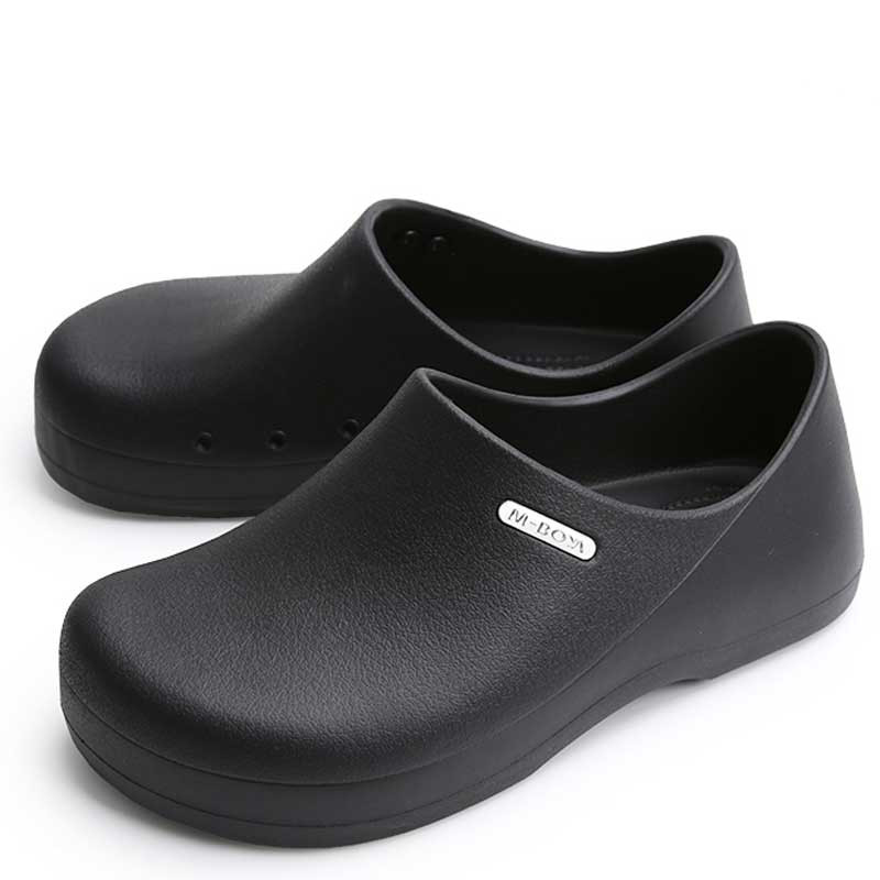 Black unisex plain waterproof slip on shoe Unisex slip on shoes