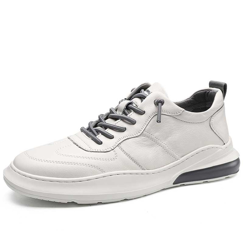 Men's white lathe line accents casual lace up shoe sneaker 01