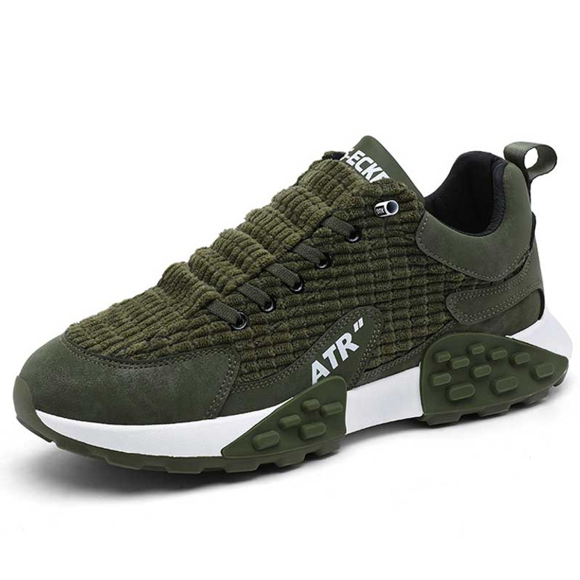 Men's green casual logo pattern print lace shoe sneaker 01