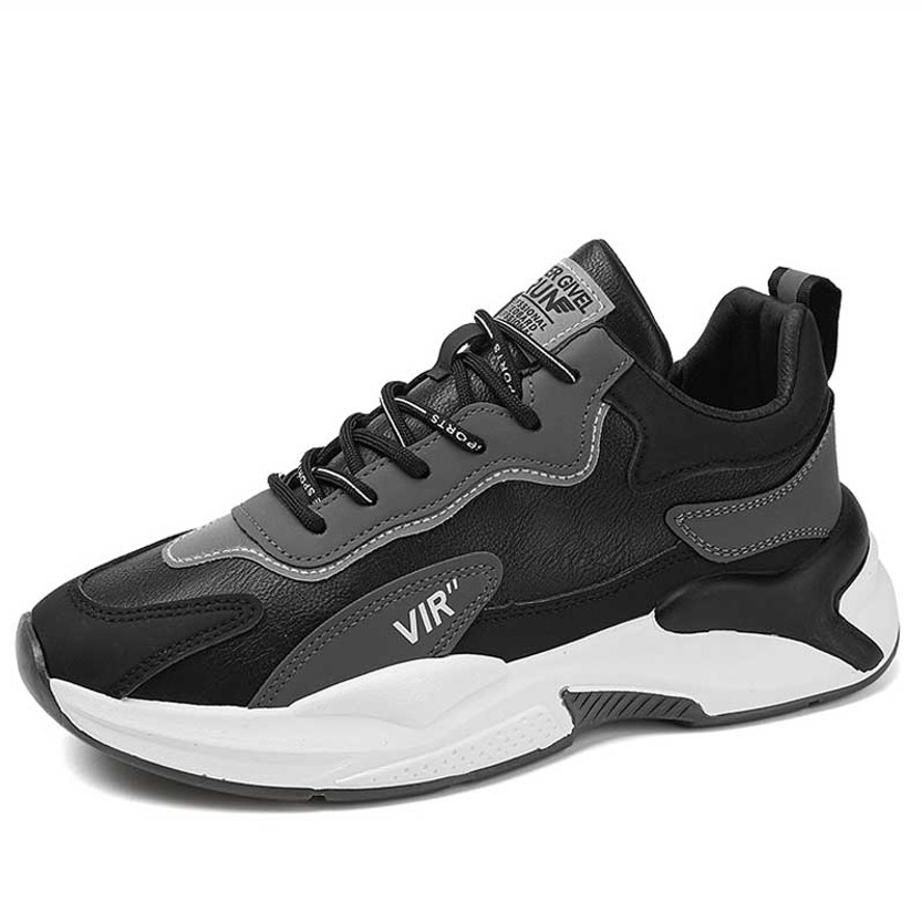 Men's black logo & label print sport shoe sneaker 01