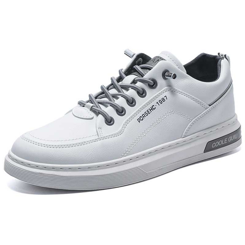 Men's white logo label print casual shoe sneaker 01