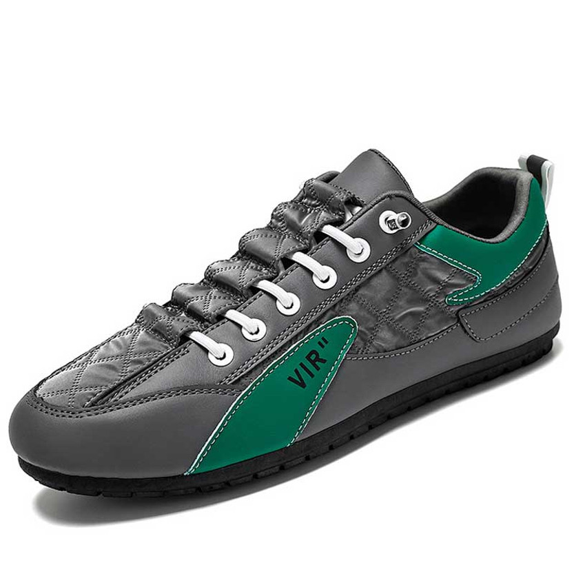 Men's grey splicing check accents logo casual shoe sneaker 01
