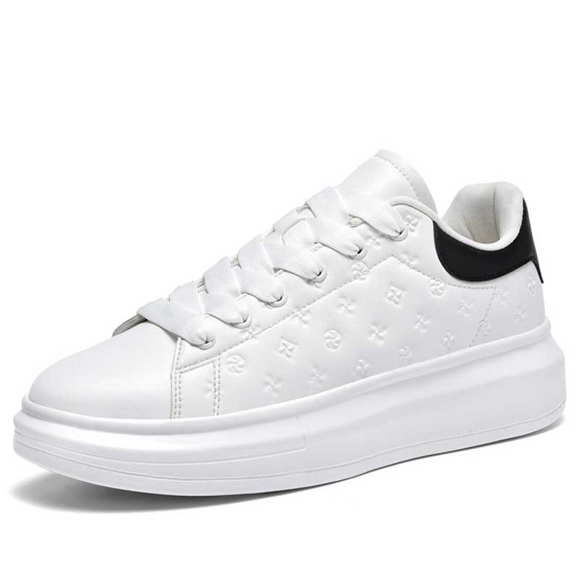 Men's white black patterned casual shoe sneaker 01