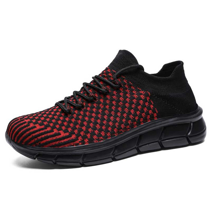 Men's red flyknit pattern check texture shoe sneaker 01