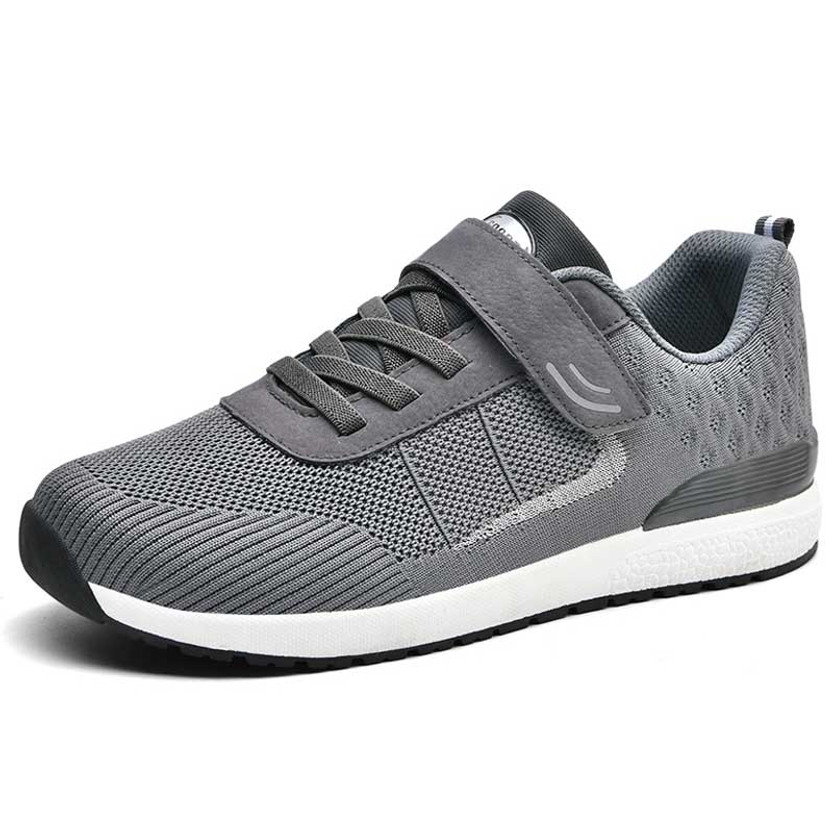 Men's grey flyknit pattern texture velcro shoe sneaker 01