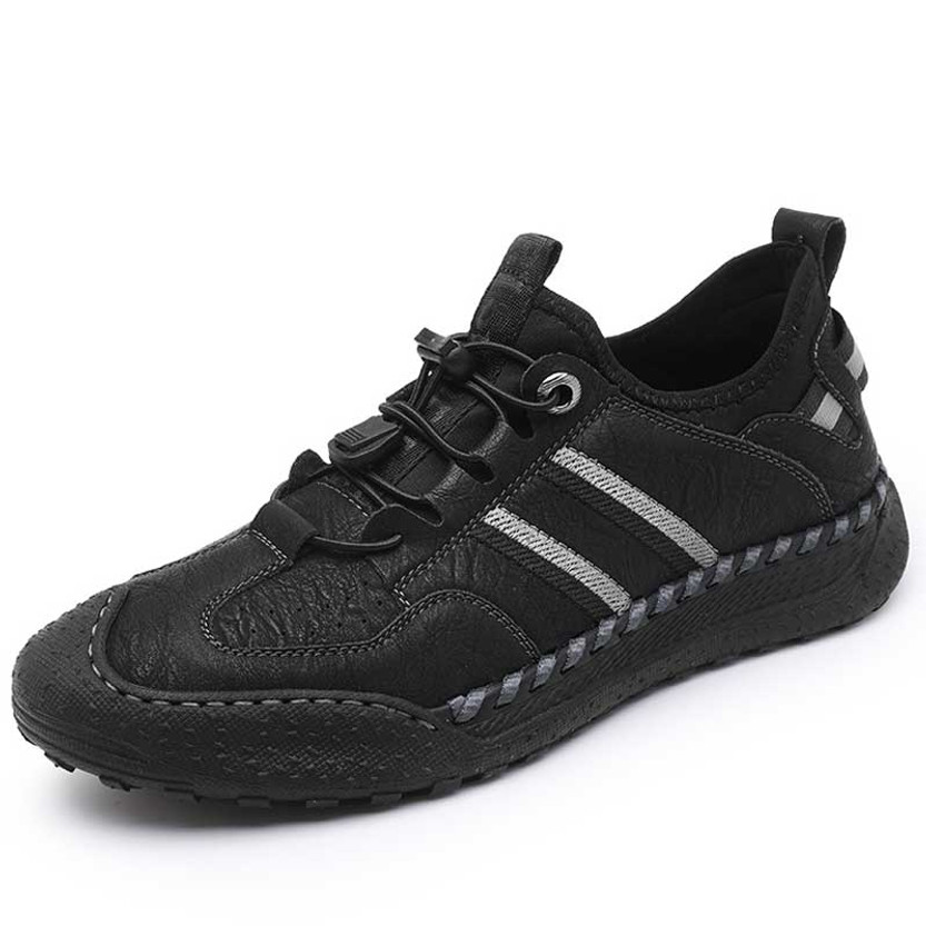 Men's black stripe & sewn accents shoe sneaker 01