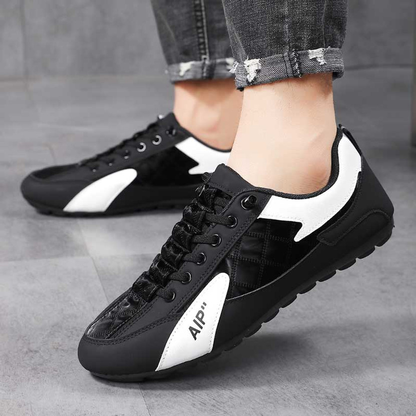 Black pattern & check casual shoe sneaker | Mens sneakers trainers ...